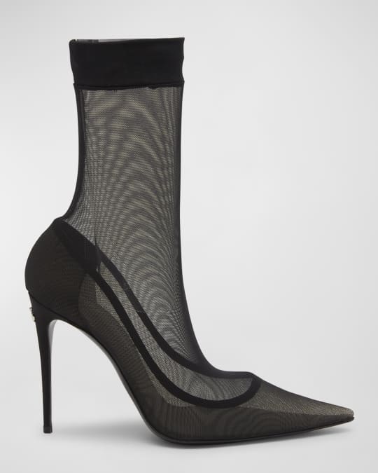 Dolce Gabbana DG Mesh Stiletto Sock Booties Neiman Marcus