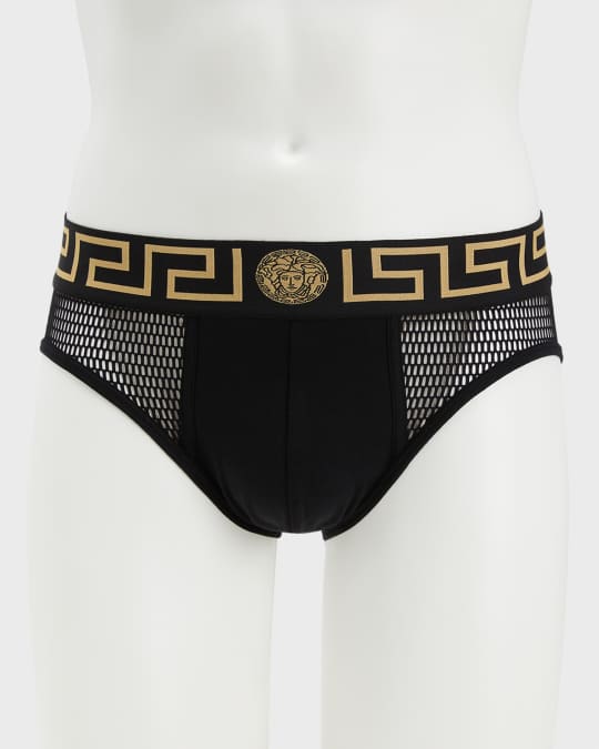 Versace Underwear Long Trunk W/Greca Border