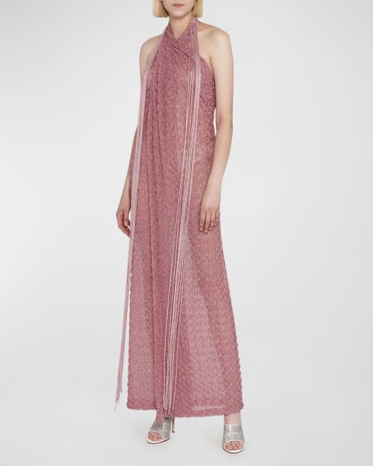 Missoni Metallic Textured Fringe Crossover Halter Cover Up | Neiman Marcus