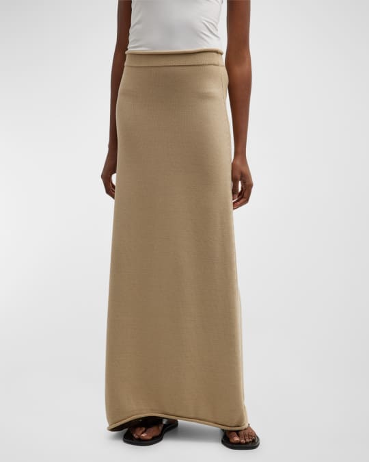 Calista Knit Rolled Edge Straight Maxi Skirt