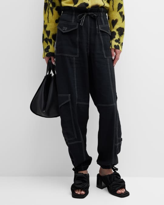 Ganni Light Slub High Rise Pocket Pants | Neiman Marcus