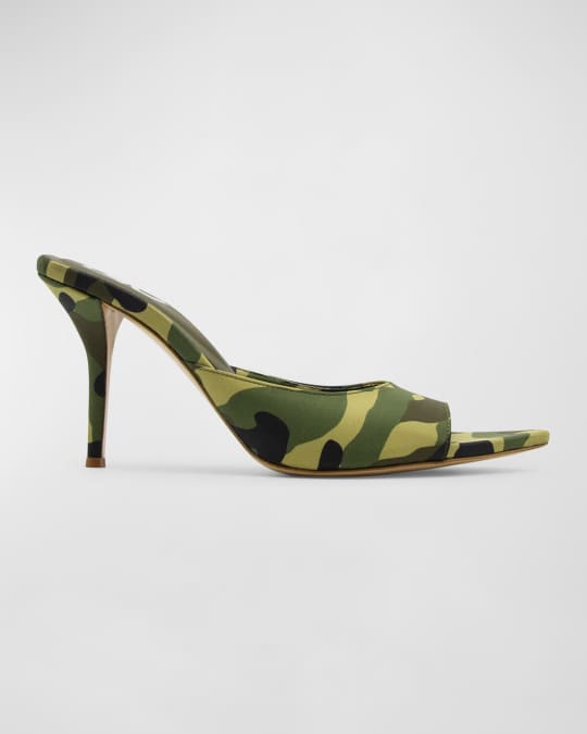 GIABORGHINI Camo Stiletto Mule Sandals Neiman Marcus