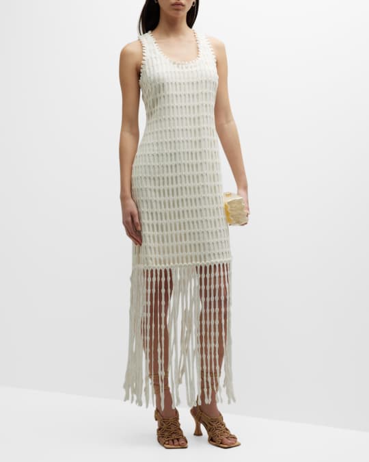 SIMKHAI Janette Cotton-Mesh Midi Dress | Neiman Marcus