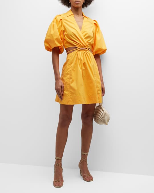 Aulora Cotton Poplin Balloon-Sleeve Mini Dress