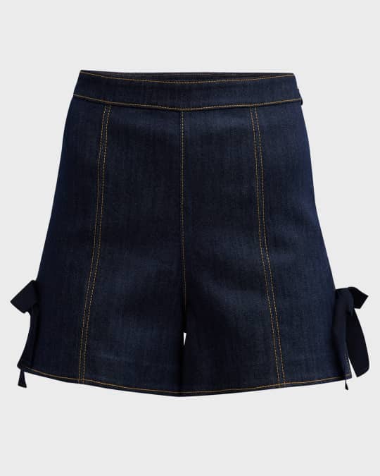Lou High-Rise Topstitched Denim Shorts