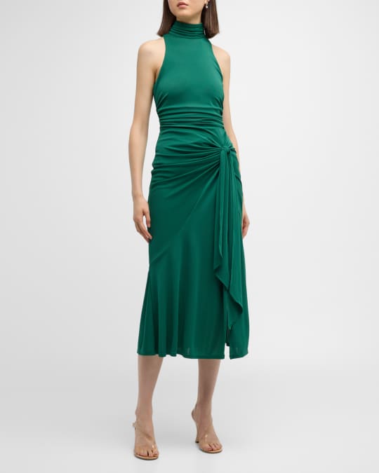 Rori Sleeveless Side-Tie Turtleneck Midi Dress