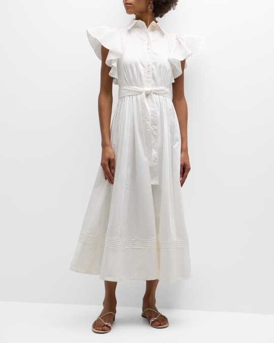 Aje Kindred Frill Sleeve Midi Poplin Dress Neiman Marcus