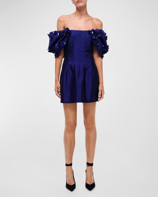 Rachel Gilbert Vito Floral Beaded Off-The-Shoulder Mini Dress | Neiman  Marcus