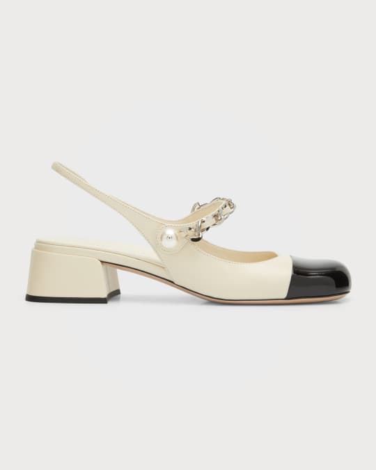 Miu Miu Bicolor Mary Jane Slingback Pumps Neiman Marcus