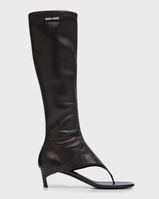 Miu Miu Lambskin Thong Knee Boots | Neiman Marcus