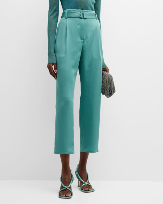 Satin cropped trousers online