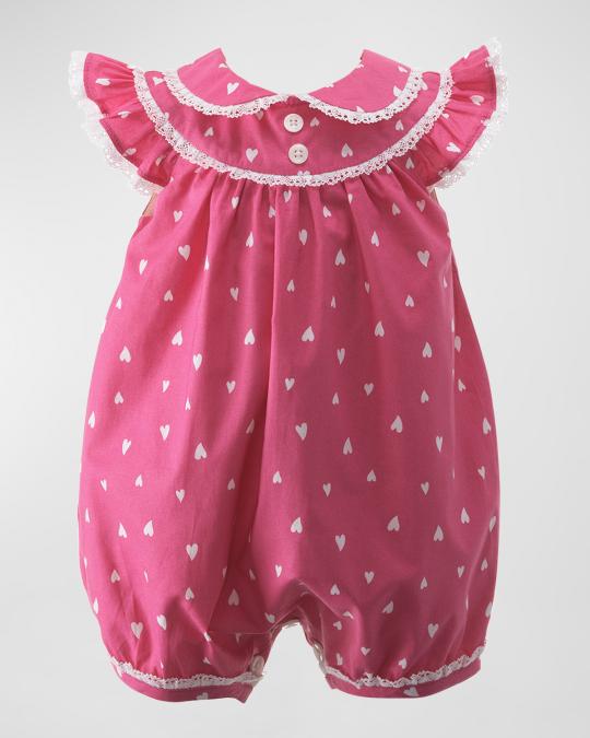 Rachel Riley Girl's Heart Lace Bubble Bodysuit, Size 3M-18M | Neiman Marcus
