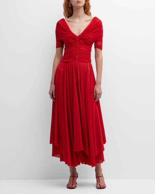 philosophy di lorenzo serafini red dress Philosophy Di Lorenzo Serafini cowl-neck Draped Maxi Dress | Red