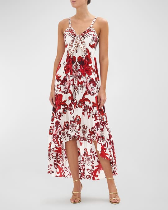 knee length dresses for ladies The Dynasty Daze Tie Front Cut Out Maxi Dress