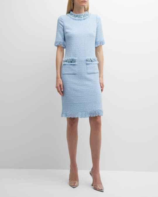 Rickie Freeman for Teri Jon Embellished Tweed Sheath Mini Dress