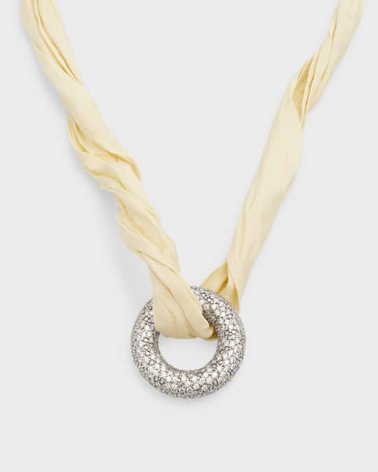 Jil Sander Silk Necklace with Crystal Link | Neiman Marcus