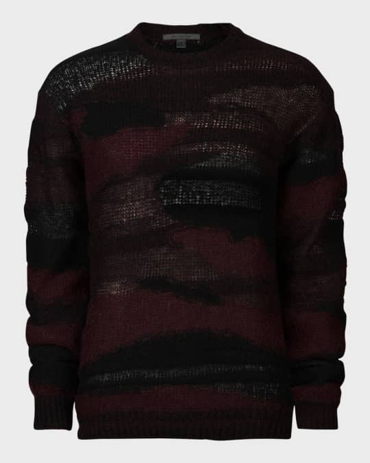 John Varvatos Men's Stanly Bicolor Open-Knit Sweater | Neiman Marcus
