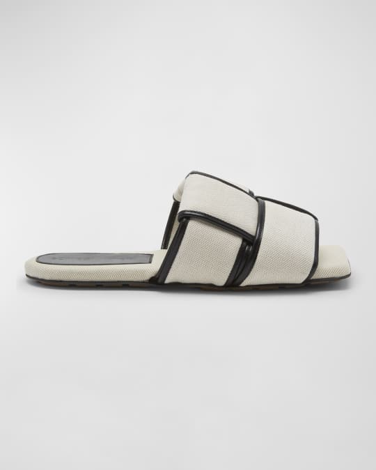 Bottega Veneta Canvas Patch Mule Flat Sandals | Neiman Marcus