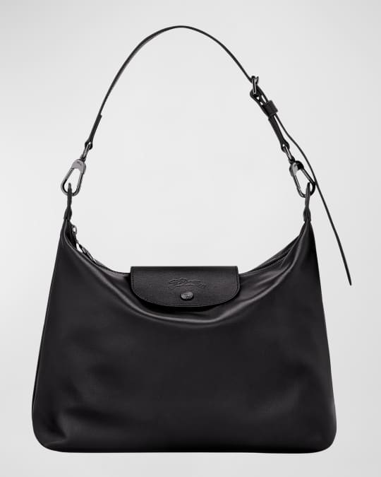 Longchamp 'le Pliage Cuir' Leather Tote in Black