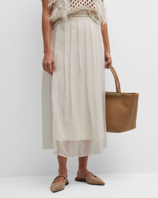 Jupe Brunello Cucinelli – Coton Midi Sarong Wrap – Marron – Taille US 8 / EU 40 – Occasion Parfait état