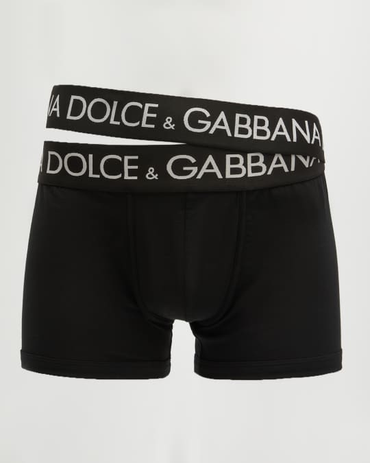 【関税込み】Dolce&Gabbana ブラック Two-Way Stretch ボクサー Two-way stretch boxers with logo tag in Black for Men