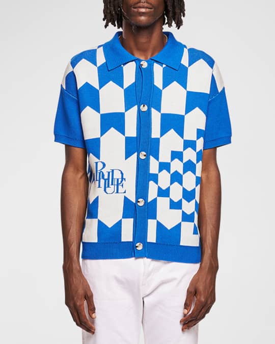 Rhude Men's Racing Checkered Knit Shirt | Neiman Marcus