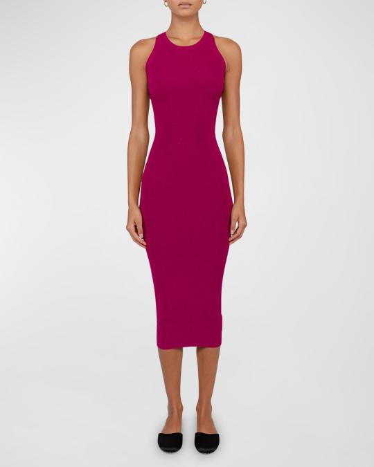 fitted sleeveless rib knit midi dress LESET Grace Rib-Knit Bodycon Tax Holiday