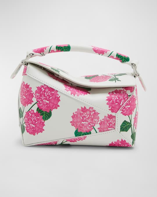 Loewe Puzzle Edge Mini Top-Handle Bag in Floral Satin
