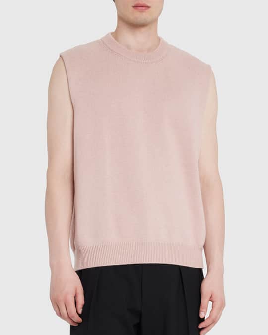 Jil Sander Men's Cashmere-Cotton Sweater Vest | Neiman Marcus