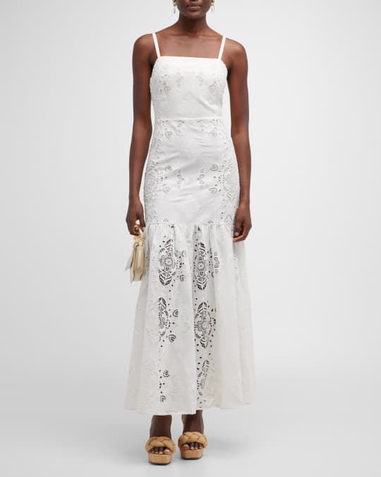 Borgo de Nor Cordelia Cotton Cutout Lace Maxi Dress | Neiman Marcus