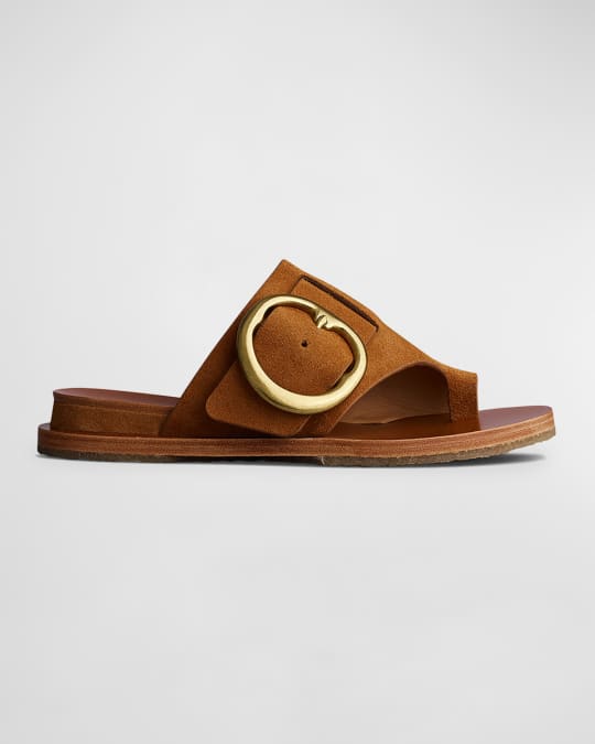 Beau Suede Buckle Slide Sandals
