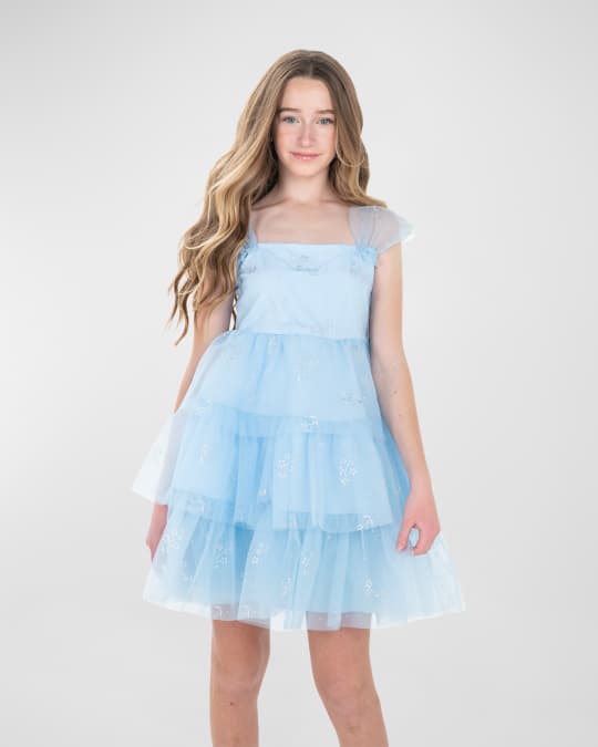 Zoe Girl's Brielle Tiered Layered Tulle Dress, Size 7-16 | Neiman Marcus