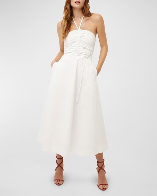 Tucker Ruched Halter Midi Dress