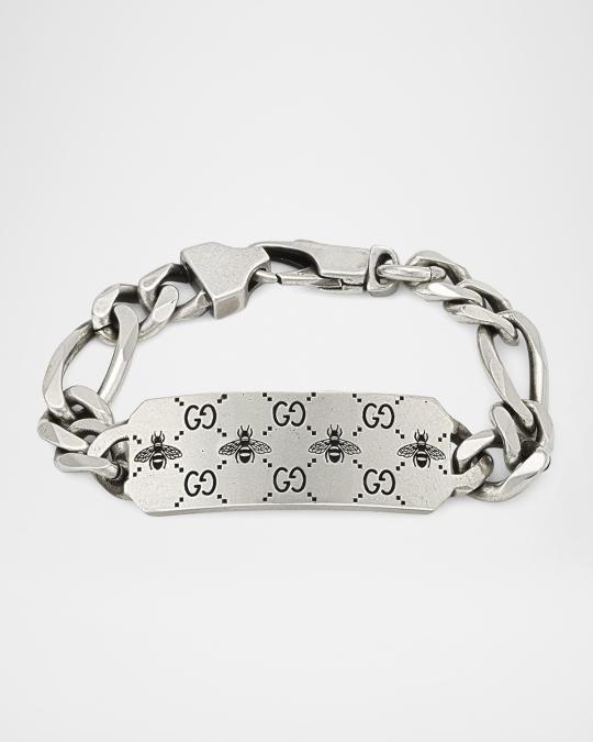 Gucci Men's GG and Bee Chain ID Bracelet | Neiman Marcus