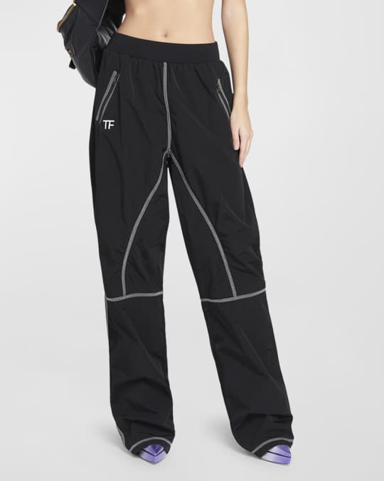 Paneled Technical Crinkle Nylon Track Pants