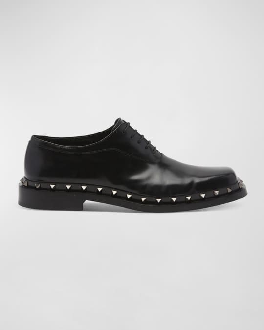 Men's Rockstud Leather Derby Shoes