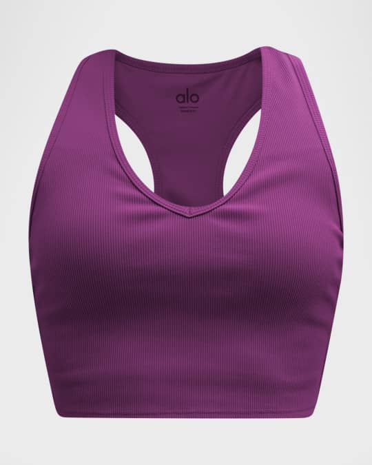 フィットネストップス [Alo Yoga] Goddess Ribbed Cropped Racerback Tank Goddess Ribbed Cropped Racerback Tank - Black | ALO