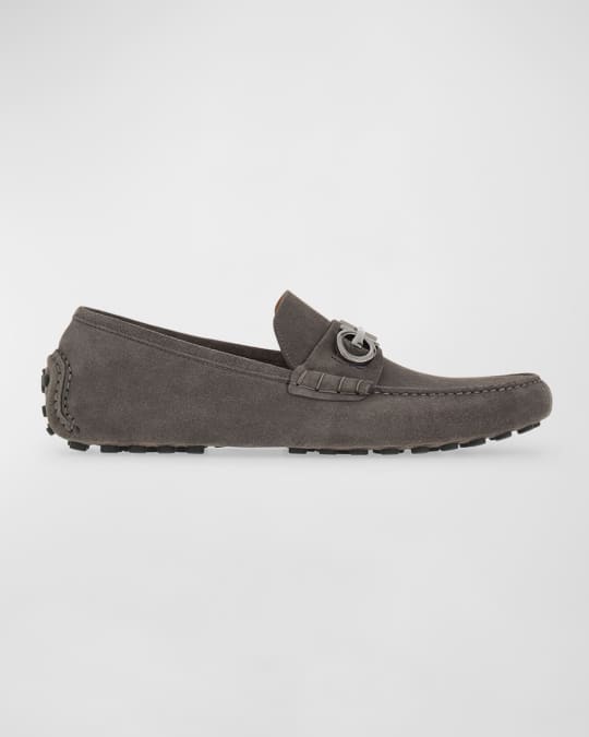 Men's Grazioso Gancini-Bit Suede Driving Shoes