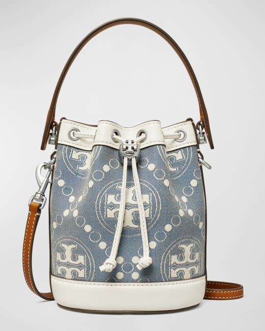 T Monogram Embossed Metallic Mini Bucket Bag: Women's Designer