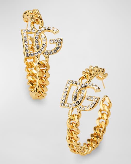 Dolce&Gabbana DG Logo Chain Hoop Earrings | Neiman Marcus