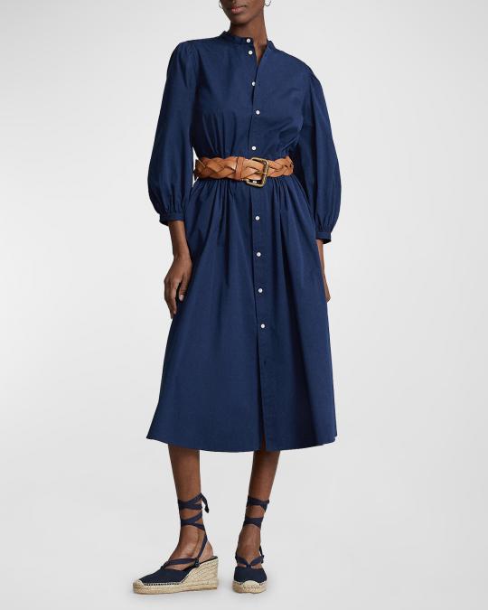 cotton broadcloth dress Polo Ralph Lauren Midi Zero maria Loewe 2024 Midi Length size_xs/6 Machine washable. Color:Striped Beige