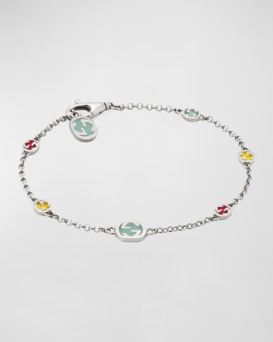 Gucci Interlocking G Bracelet With Multicolor Enamel Neiman Marcus