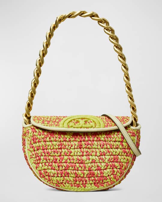 Tory Burch Fleming Mini Crochet Crescent Shoulder Bag