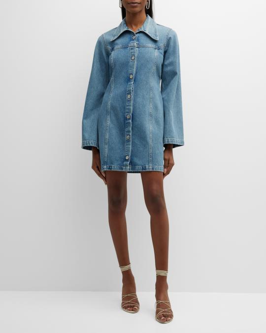 dolce gabbana denim dress & Patchwork jacquard band framing the Fashion model Size of your Gopala:6 Stratus Lace High Neck