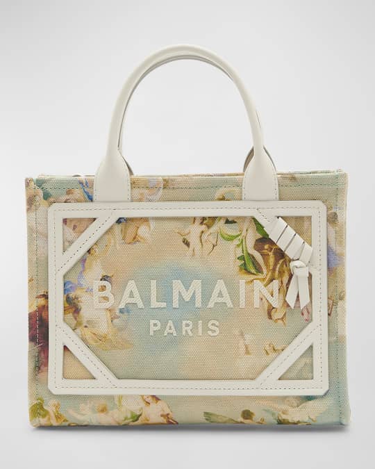 Balmain B Army Small Shopper Tote Bag in Sky-Print Canvas