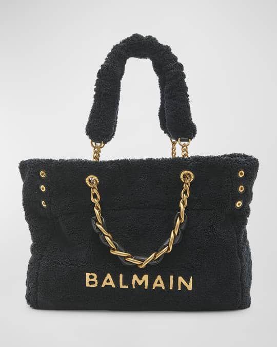 Balmain 1945 Soft Cabas Tote Bag in Terry Cloth | Neiman Marcus