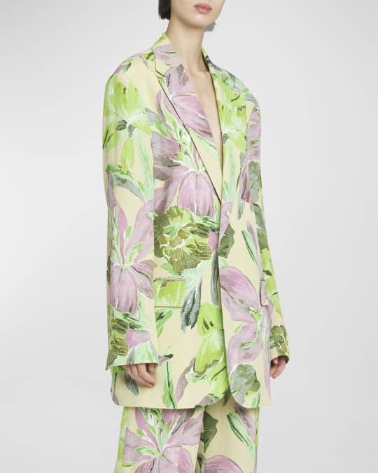 ジャケット DRIES VAN NOTEN Jacquard linen blend blazer with floral Jacquard linen blend blazer with floral motif DRIES VAN