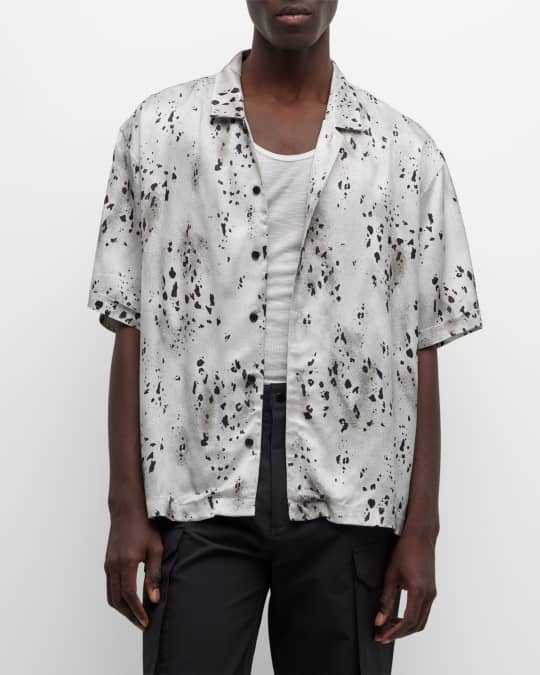 Men's Leopard-Print Camp Shirt