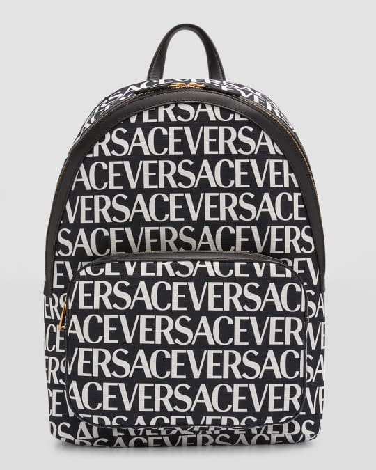 Versace Men s Allover Logo Canvas Backpack Neiman Marcus