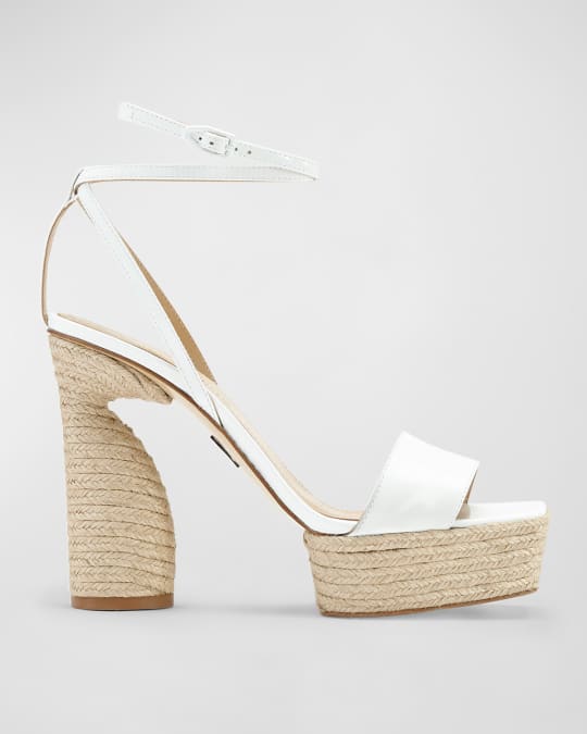 Paul Andrew Patent Ankle Strap Espadrille Sandals Neiman Marcus